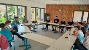 People in a classroom. 