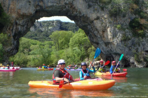 People kayaking. 